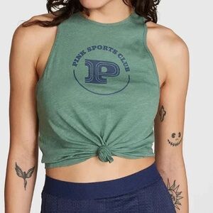 Victoria’s Secret Pino Green Cropped racerback Tank Top green NEW Women’s M & L
